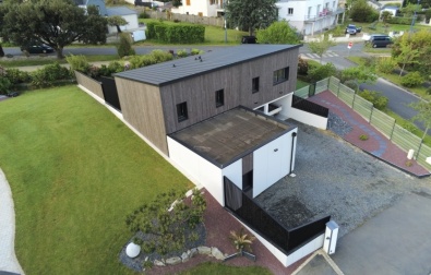 maison ossature bois à toiture monopente